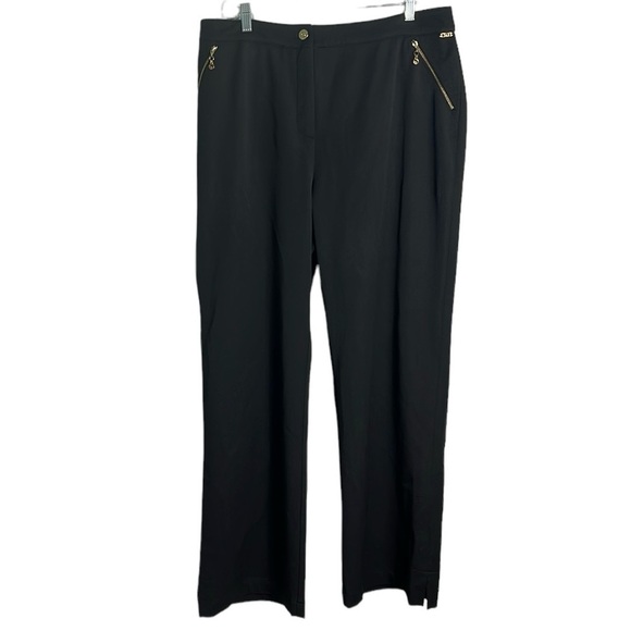 St. John Sport Black Straight Leg Trouser Pants Gold Hardware Size 16 - Picture 1 of 16